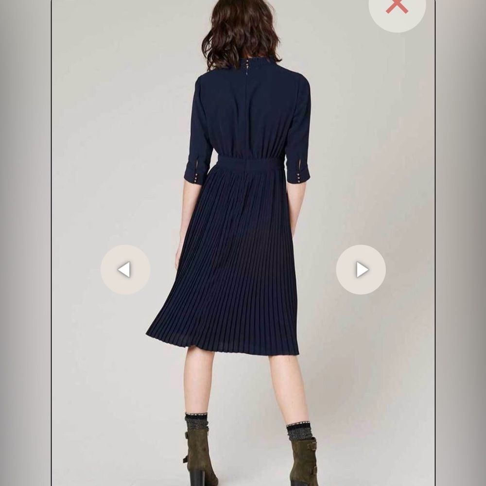 Sessun Arkadelphia pleated navy dress - Picture 3 of 11
